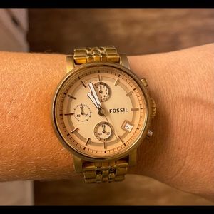 Rose gold steel Fossil watch